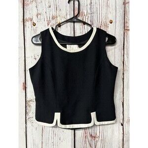 Vintage Ellen Bessie Women’s Pleat Vest Tank - Black&White / Size S-M